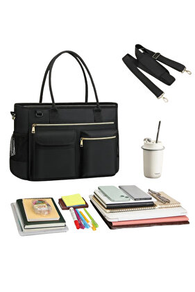 2 Yıl Garantili Siyah Renk Kadın Omuz Çantası - Öğretmen Evrak Çantası