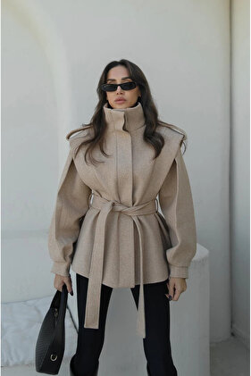 Płaszcz z apoletami z norek - 1005