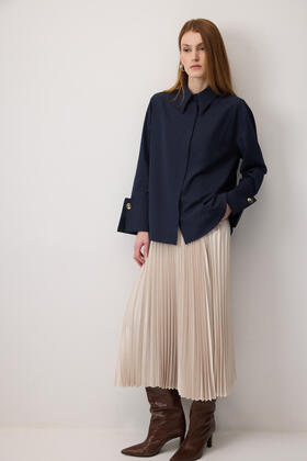 Short Poplin Shirt with Wide Sleeves