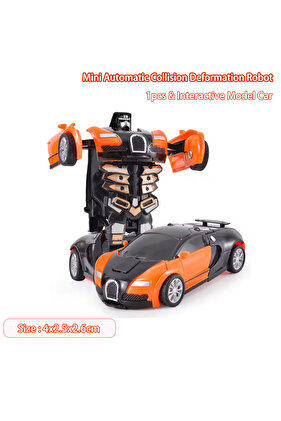 Orange One Click Automatic Collision Deformation Robot Boy Gift Dual Form Toy Car Father Son Interac