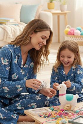 Pyžamová súprava s dlhým rukávom a gombíkmi s jahňacím vzorom