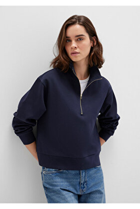 Yarı Fermuarlı Lacivert Sweatshirt 1S10357-82318
