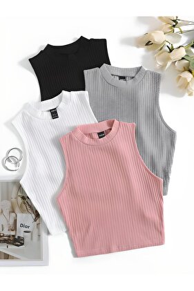 بلوزة نسائية قصيرة مكونة من 4 قطع مصنوعة من القطن بنسبة 100%