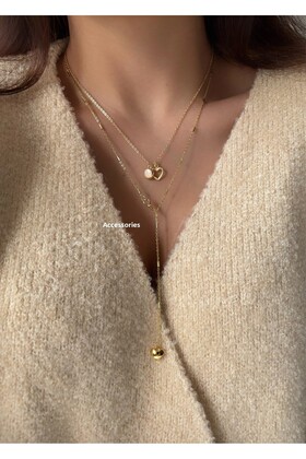 مجموعة من 2 قلادة على شكل قلب منخفضة القطع
