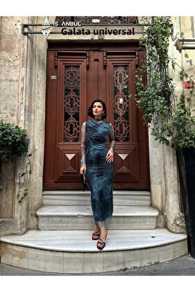 فستان من TM Linda Fashion من التول باللون الأزرق الداكن