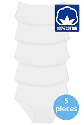 سراويل داخلية نسائية من 5 قطع من القطن 100% بخصر مرتفع، سراويل داخلية نسائية من 5 قطع