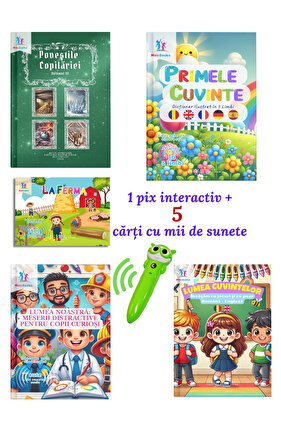5 Cărți cu sunete de a treia generație + Pix interactiv ( set A )