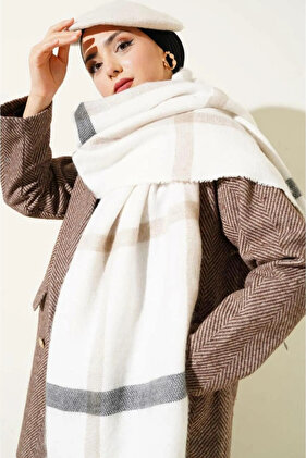 Women's Plaid Pattern Cotton Woven Shawl Scarf 70*190