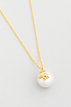 Bereket Tılsımı 18 Ayar Sarı Altın Kaplama 55 Cm Gümüş İnci Kolye