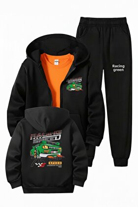 TELOVÝKUZELNÍK S KAPUCI NA ZIPS S DETAILOM POTLAČE NA ZADNOM ČASTI PRE CHLAPEC