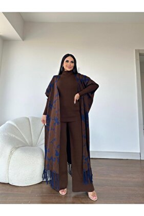 طقم نسائي مريح مكون من 3 قطع مع سترة وبلوزة وبنطلون