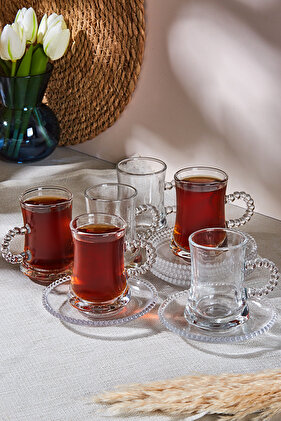 طقم فناجين شاي بيرل 12 قطعة لـ 6 أشخاص 180 مل