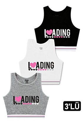 Girl's 3-Piece Non-Padded Colorful Thick Strap Cotton Lycra Half Tank Top Training Bra Bustier Body-Hugging Stretch Fabric - 6134-3