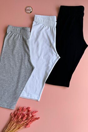 ليري تون |   3 قطع من الجوارب القصيرة النسائية المصنوعة من القطن فوق الركبة باللون الأسود والأبيض والرمادي