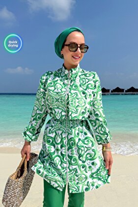 Sea Full Covered 2-Piece Hijab Swimsuit - Green