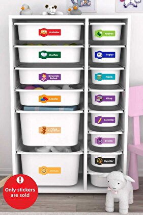 Fun Colorful Toy Box Sticker, Organizer Label, Colorful Printed