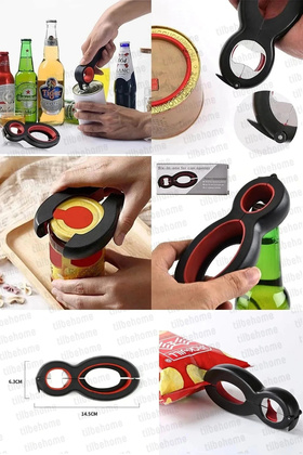 قطعتان من فتاحة الأغطية المعلبة ذات 6 وظائف، فتاحة الأغطية المعلبة للمطبخ