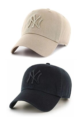 Спортна шапка унисекс, 2 броя, бежова и черна, регулируема отзад, памучна шапка Cap