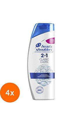 Set 4 x Sampon Anti-matreata Classic Clean 2-in-1 pentru Par Normal, 200 ml