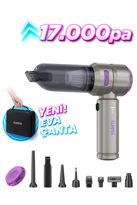 AHV-02 Kablosuz Araç İçi Süpürge Mor | 18000PA Güçlü Vakum | Fırçasız Motor | Üfleme & Vakum Ö