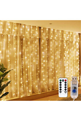 3Mx2M 200LED Warm 1pc USB LED Curtain String Lights Bedroom Christmas Garland Fairy