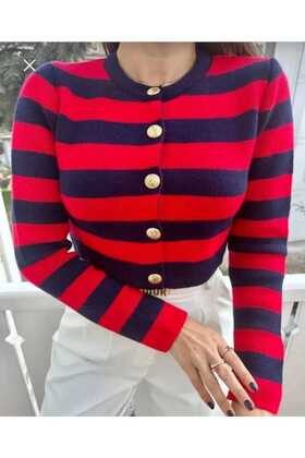 Knitwear stripe short cardigan