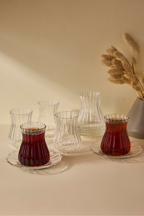 طقم شاي زجاجي من البوروسيليكات مكون من 12 قطعة سعة 170 مل مصنوع يدويًا