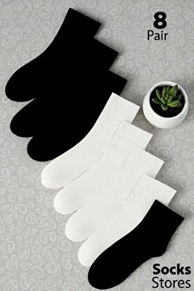 8 пар унісекс чорно-білих прямих шкарпеток 8-пакет бавовняних шкарпеток для жінок і чоловіків (8 пар)