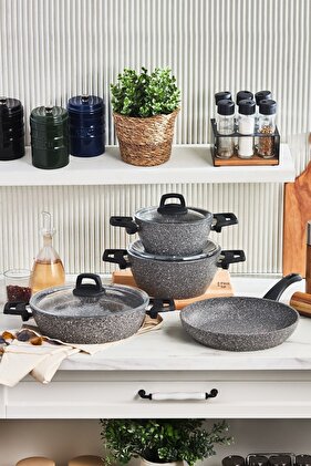 طقم أواني طهي بيوجرانيت جريس 7 قطع - 5049SERI