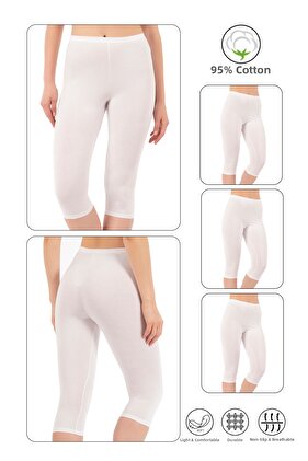 Özkan 0458 3-pack المرأة 95% القطن ليكرا جيرسي نسيج واحد بسط مريح ناعم تحت الركبة كابري طماق