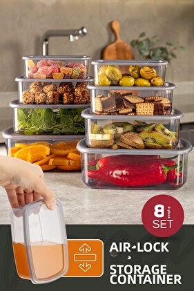 طقم تخزين محكم أنثراسايت مكون من 8 قطع - 250-500-750-1200 مل