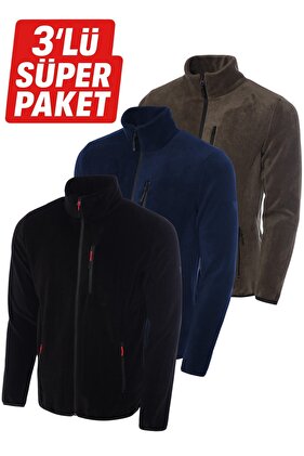 Πακέτο 3 τεμαχίων Pro αντιανεμικό μπουφάν με 5 τσέπες για εξωτερικούς χώρους με πλήρες φερμουάρ