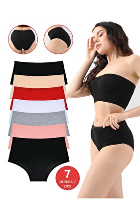 سراويل باتو النسائية عالية الخصر ملونة لسبعة أيام، 7 قطع