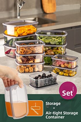 12-Piece Anthracite Airtight Storage Set - 250-500-750-1200 ml
