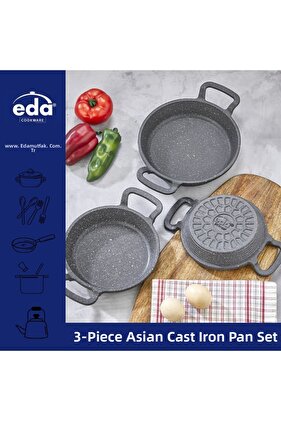 مقلاة من الحديد الزهر مقاس 18/20/22 سم