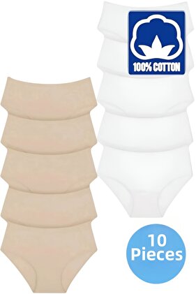 سراويل داخلية نسائية عالية الخصر 100% قطن 10 قطع سراويل باتو مضلعة للسيدات 10 قطع