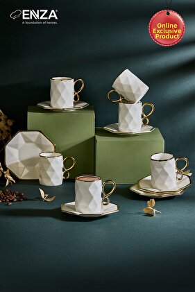 طقم فناجين قهوة بورسلين مكون من 6 قطع من موتو