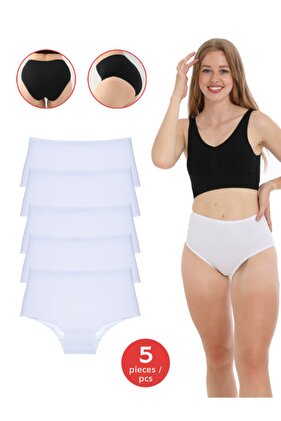 سراويل داخلية قطنية عالية الخصر للسيدات 5 قطع