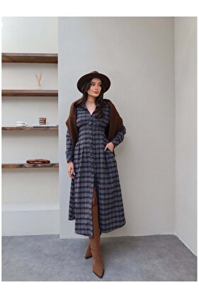 Plaid Pattern Waist Belted Dress