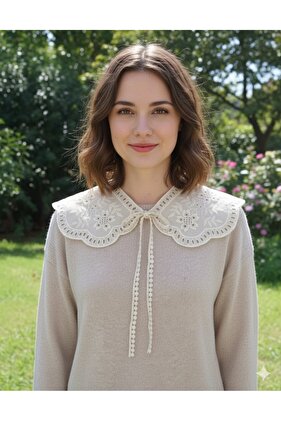 Vintage Pamuk Krem Rengi Fisto Ham Yaka(M-L BEDENE UYUMLU)