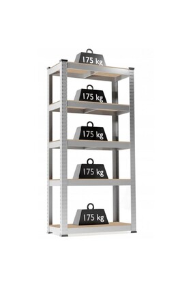 Raft metalic, 5 niveluri de depozitare, sarcină totală maximă 875 kg, 180x90x30 cm
