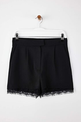 Μαύρο δαντελένιο συνδυασμός υφασμάτων κοντό/μίνι σορτς για πάρτι TPRSS26SR00002