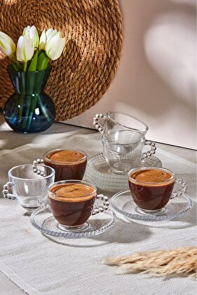 Boncukbağı 6 Kişilik 12 Parça 90ml Cam Kahve Fincanı 12602