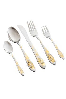 طقم ملاعق استيل فضي مذهب 30 قطعة