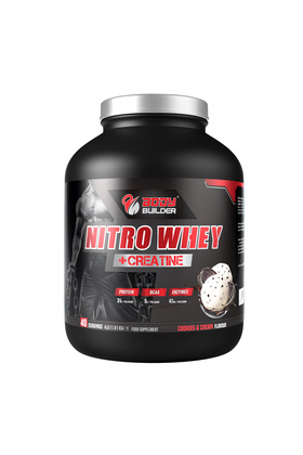 مسحوق بروتين مصل اللبن نيترو مع مونوهيدرات الكرياتين (كوكيز وكريمة) (4 أرطال، 1.81 كجم)