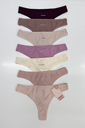 Жіночі бавовняні трусики-танга, упаковка з 7 штук