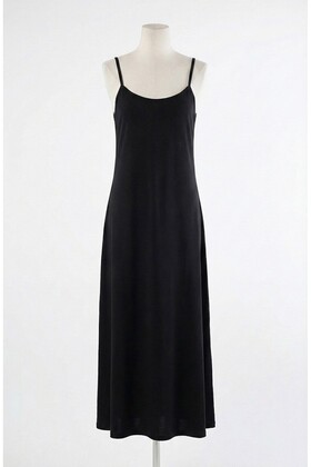 بطانة فستان بحزام من القماش 1965-01 أسود