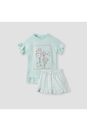 Flamingo Print Top and Shorts Set