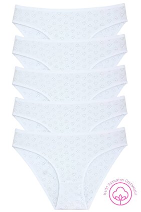 مجموعة من 5 قطع من ملابس السباحة النسائية الداخلية بيكيني 1501 هارت 100% قطن 1501-v1