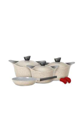 Lahoya Beige Marble 9-Piece Cookware Set